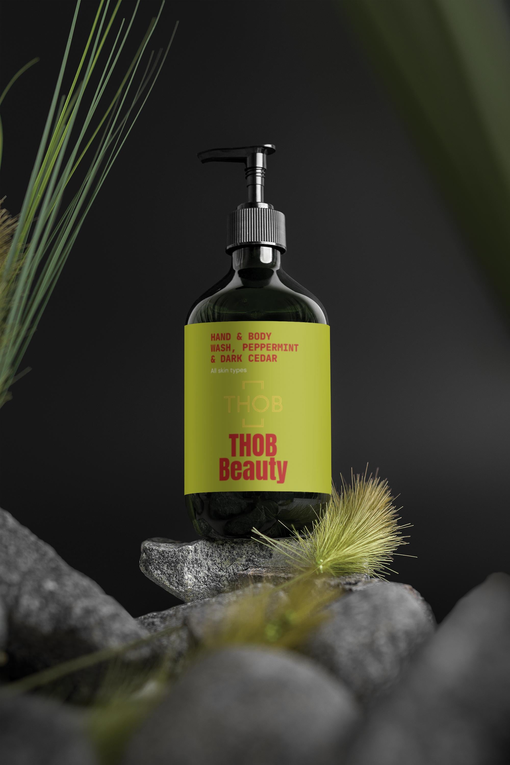 THOB Beauty Hand & Body Wash, Peppermint & Dark Cedar
